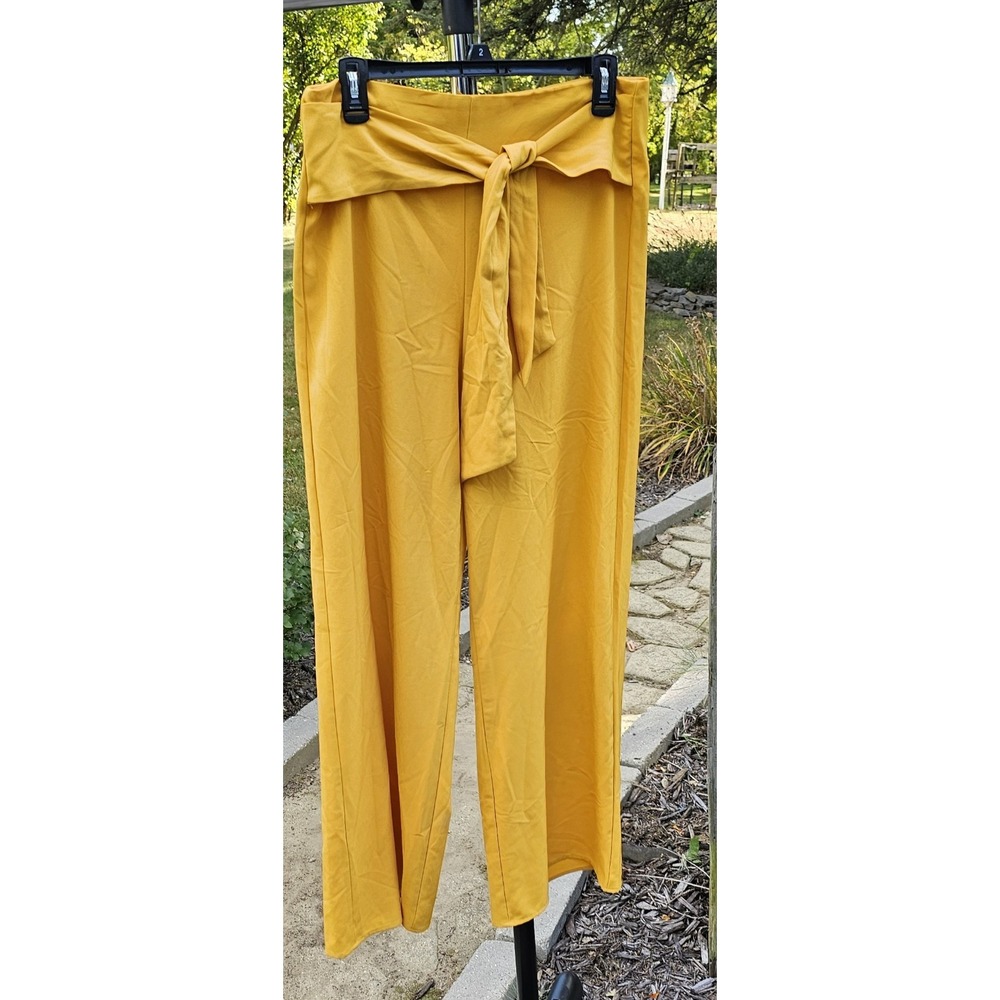Gypsies & Moondust Mustard Yellow Wide‎ Wide Leg W Front Belt Size Large
